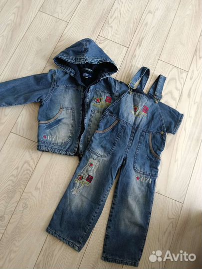 Джинсовый утеплённый костюм р 98