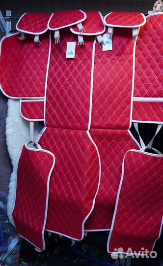Накидки на сидения (алькантара красная) 5 шт