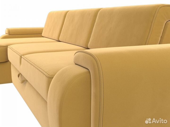Диван угловой Лига-025 левый угол, микровельвет, желтый