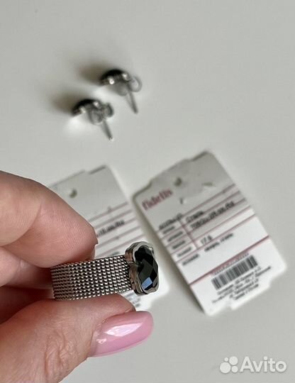 Комплект кольцо серьги мишка tous