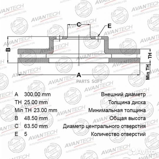 Avantech BR2005S Диск тормозной ford C-MAX 07- пер