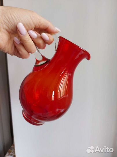 Кувшин, графин со стаканами из рубинового стекла