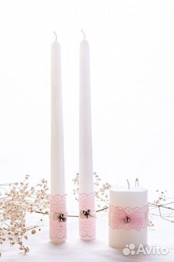 Набор свадебных свечей розовый