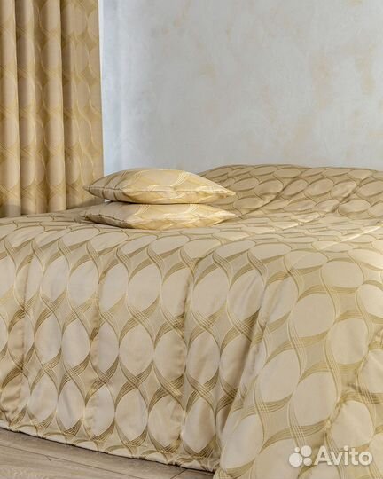 Покрывало жаккард Альба золотой песок новое