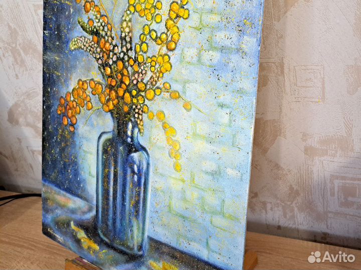 Картина маслом на холсте. Цветы в вазе