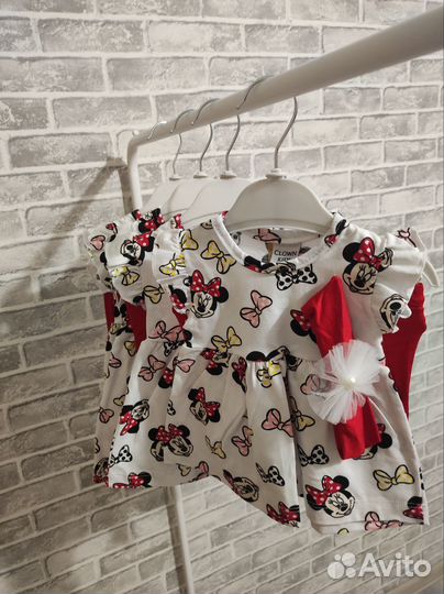 Летнее платье с шортами для девочки 68 74 80 86