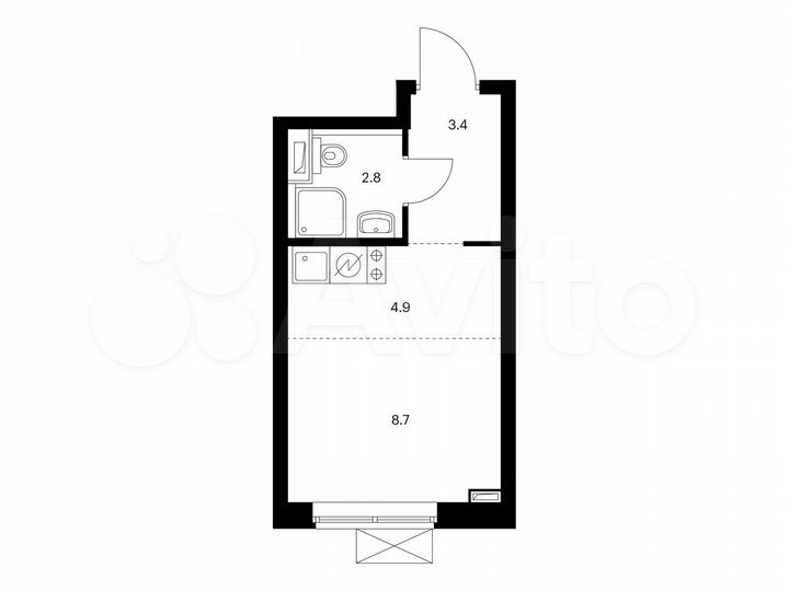 Квартира-студия, 19,8 м², 2/33 эт.