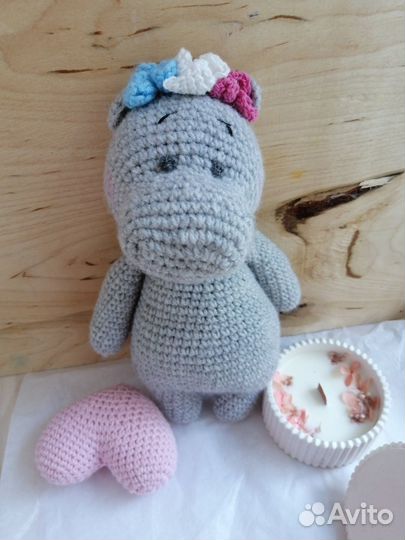 Игрушка крючком, мягкая игрушка, подарок бегемот