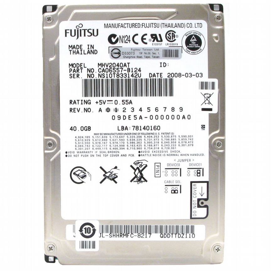 [MHV2040AT] Жесткий Диск Fujitsu 40gb Ide 2,5" Mhv2040at