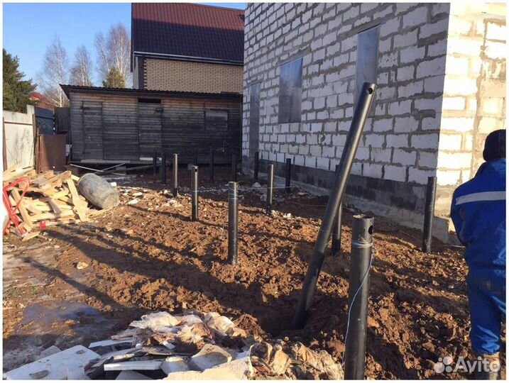 Ремонт фундамента винтовыми сваями