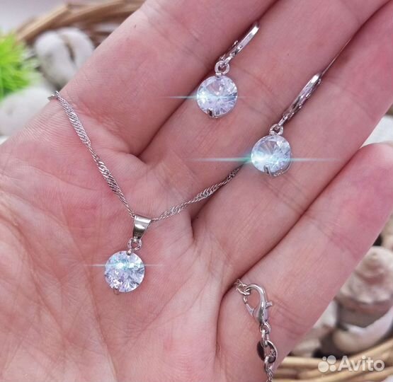 Хрустальные кристаллы серьги кулон цепочка