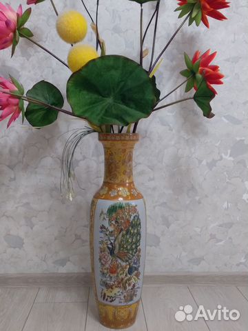 Ваза напольная керамическая с китайским рисунком