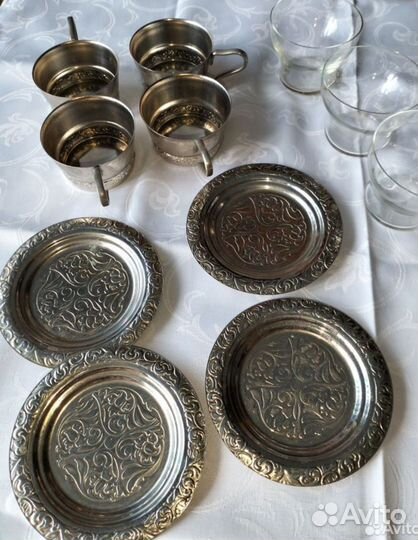 Квартет(4шт)чайно-кофейные пары мельхиор СССР