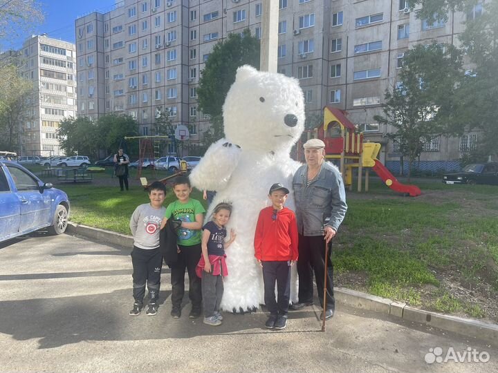 Белый мишка поздравление аниматор ростовые куклы