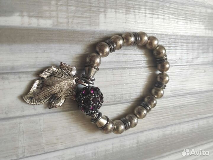 Винтажный металлический браслет с кристаллами