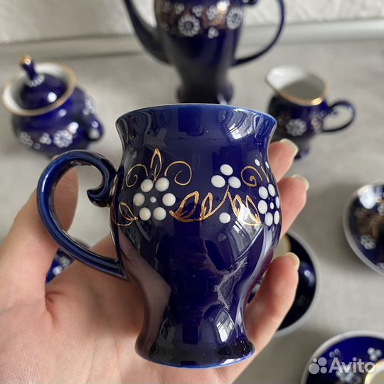 Сервиз кофейный кобальт позолота