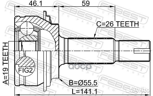 ШРУС наружный 19X55.6X26 toyota yaris 05- 0110K