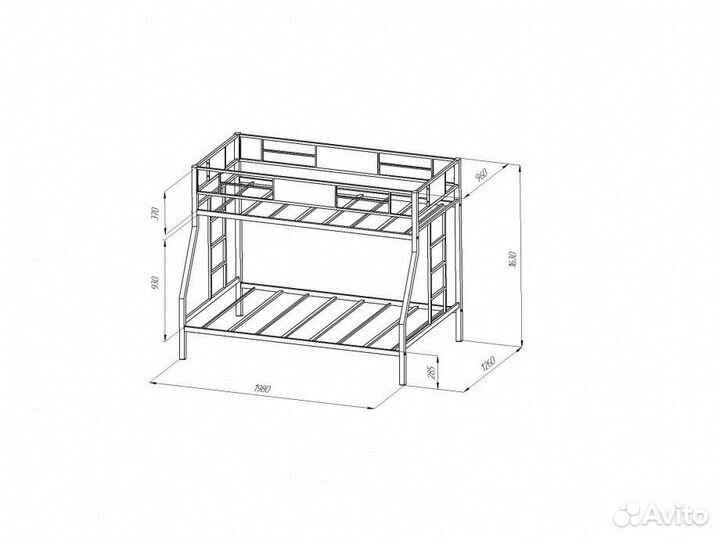Кровать металлическая двухярусная