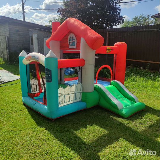 Детский надувной батут с горкой