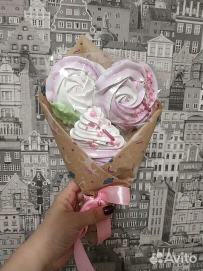 Сладкое безе, букеты из меренги, топперы в торт