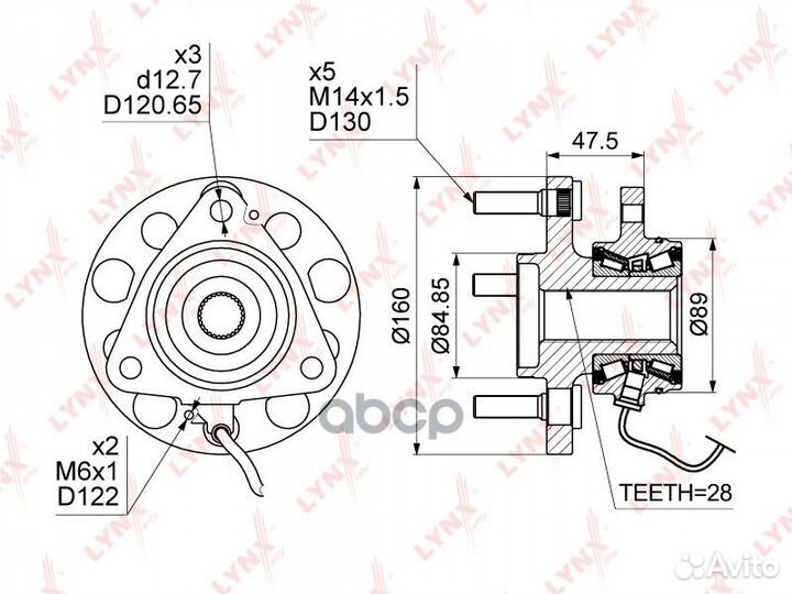 Ступица колеса перед прав/лев WH1176 lynxauto