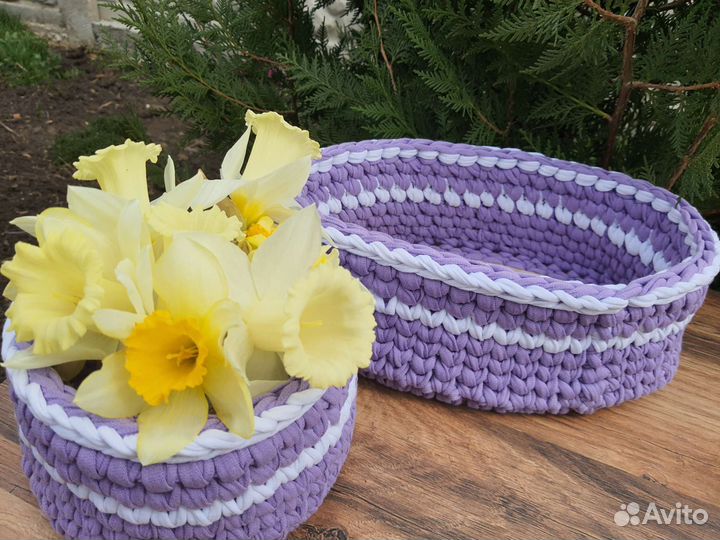 Корзина вязаная интерьерная