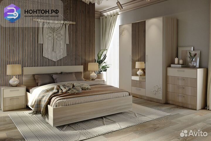 Спальня Камила ясень светлый / бежевый