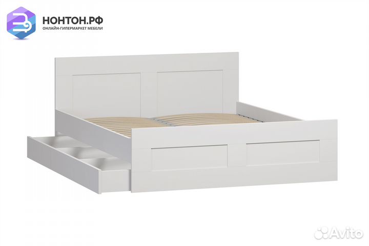 Кровать двуспальная Сириус белая с ящиками