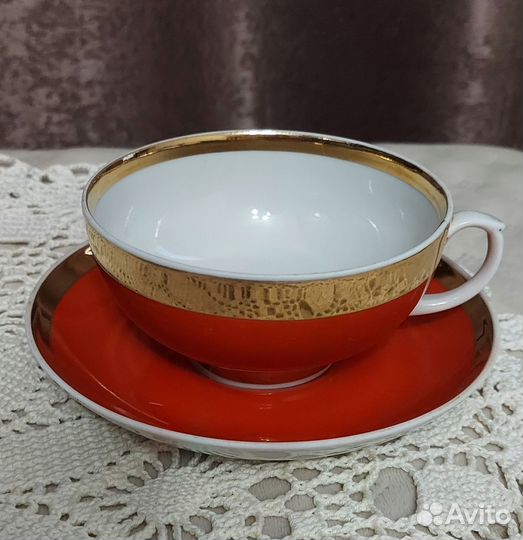 Чайное трио красное дулево