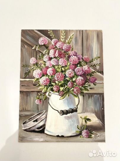 Букет клевера картина маслом, букет цветов