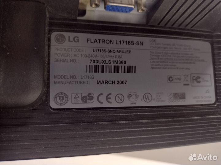 Lg flatron l1718s на запчасти