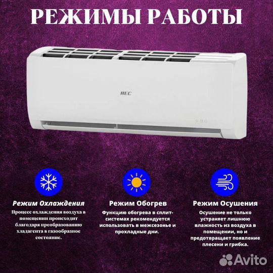 Кондиционер сплит система Обогрева -20 С Инвертор