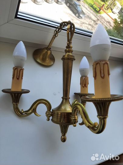 Люстра бронзовая 3 свечи. Франция сер. 20века