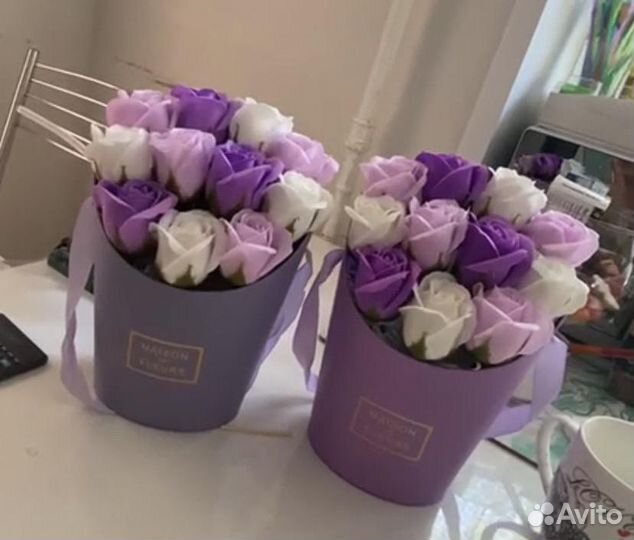 Букет мыльных роз на 8 Марта, цветы, пионы