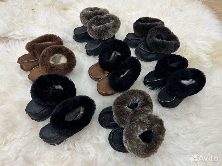 Чуни детские, овчина, резиновая подошва