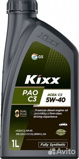 Масло Kixx 5/40 PAO C3 1л синт. Kixx