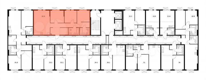 3-к. квартира, 82,9 м², 2/15 эт.
