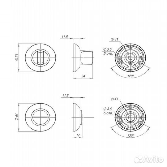 Завертка WC Ajax BK6.R.JR54 (BK6 JR) BL-24 черный