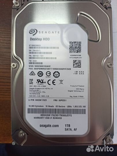 Жесткий диск Seagate 1TB новый