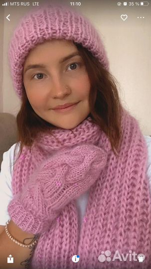 Коплект шапка и варежки на зиму