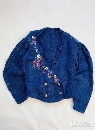 Винтажный мохеровый свитер пиджак ручная работа