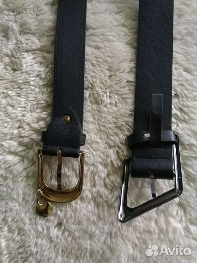 Ремень женский черный экокожа