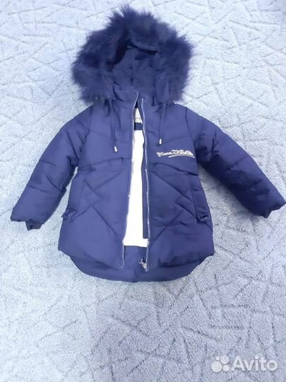 Куртка, пальто на 2-3 года, 92см (шапка, варежки)