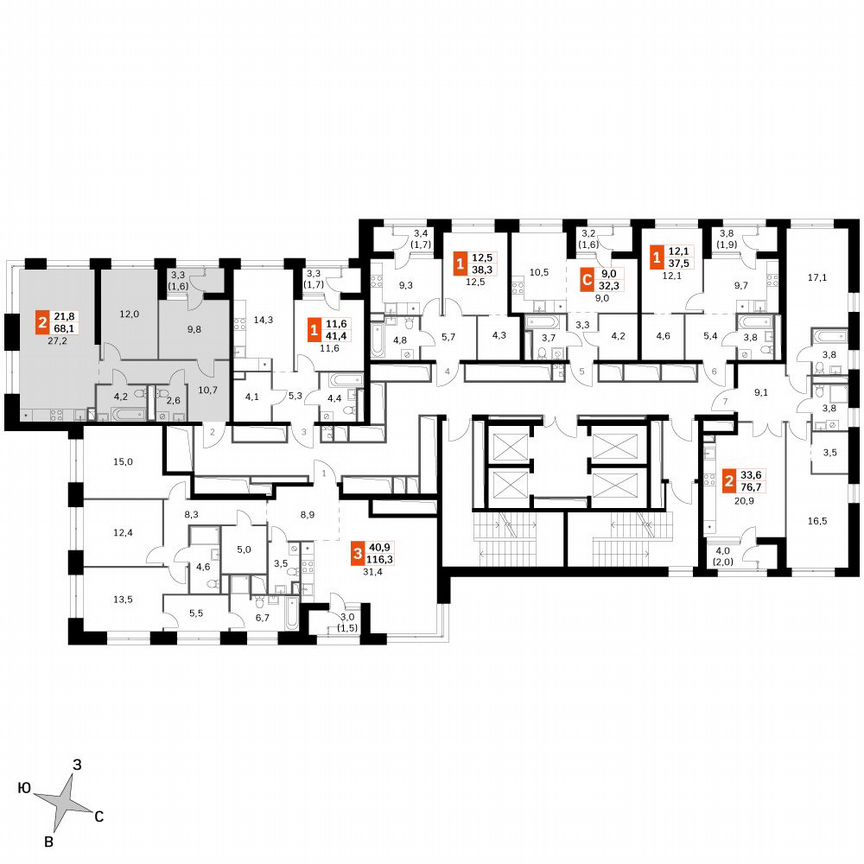 2-к. квартира, 68,2 м², 33/33 эт.