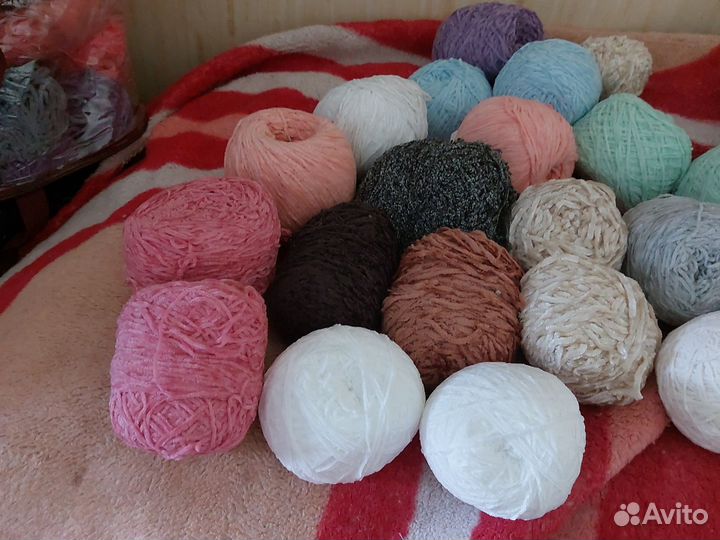Пряжа плюшевая и джинс