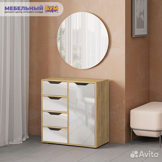 Комод Пифагор 2 FA дуб сонома/белый глянец