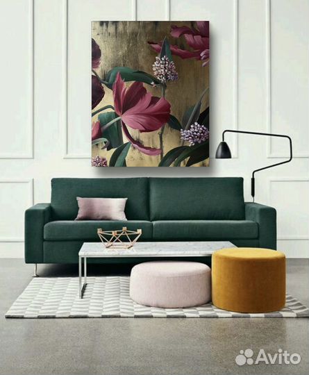 Картина маслом цветок с поталью