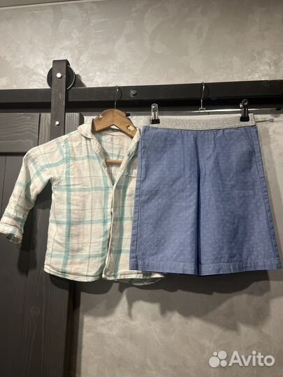 Шорты кюлоты Benetton, рубашка H&M 98 104 2-4 г