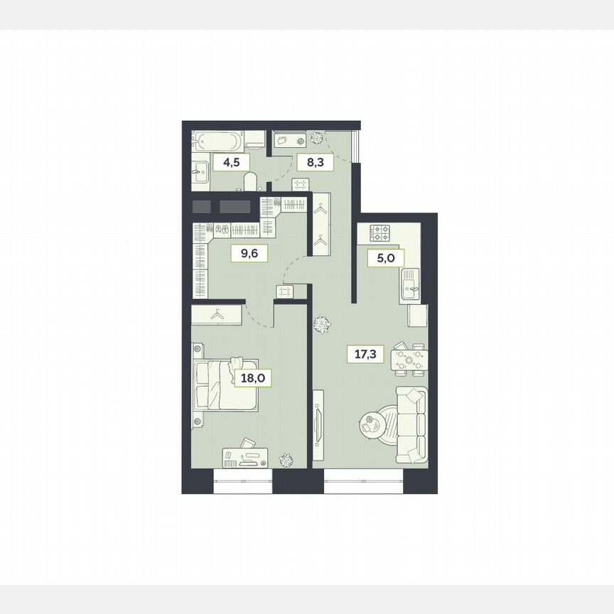 1-к. квартира, 62,7 м², 24/27 эт.