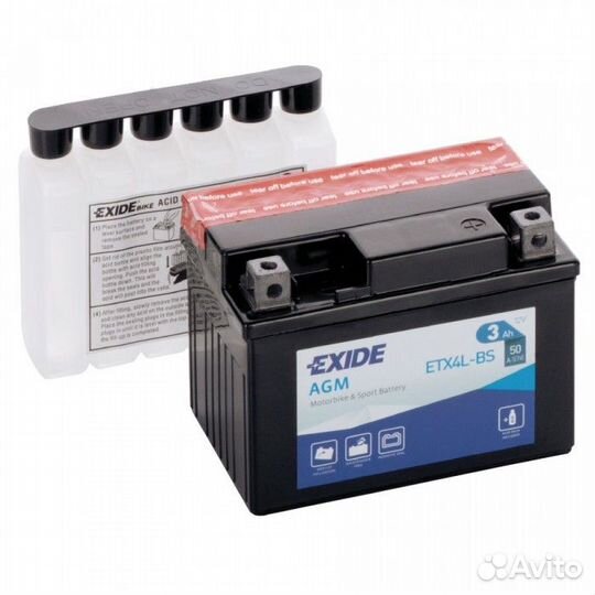 Мото аккумулятор Exide ETX4L-BS обр. пол. 3 Ач